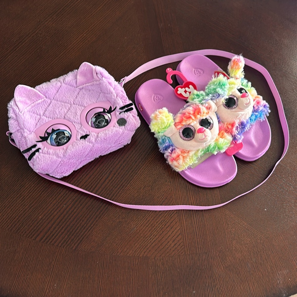 Bundle of Purse Pet and TY slippers